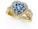 Yellow gold Fancy Blue Heart  Cut Halo Split Shank Prong Setting Ring_63