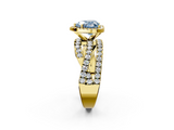 Yellow gold Fancy Blue Heart  Cut Halo Split Shank Prong Setting Ring_64