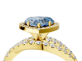 Yellow gold Fancy Blue Heart  Cut Halo Split Shank Prong Setting Ring_66