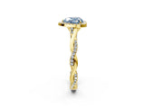Yellow gold Fancy Blue Heart Cut Halo Twist Band with Four-Prong Setting_14