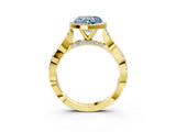 Yellow gold Fancy Blue Heart Cut Halo Twist Band with Four-Prong Setting_15