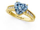 Yellow gold Fancy Blue Heart  Cut Milgrain Channel Set Engagement Ring with Solitaire Prong Setting_63