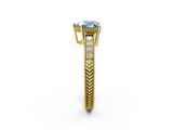 Yellow gold Fancy Blue Heart  Cut Milgrain Channel Set Engagement Ring with Solitaire Prong Setting_64