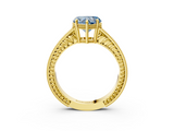 Yellow gold Fancy Blue Heart  Cut Milgrain Channel Set Engagement Ring with Solitaire Prong Setting_65