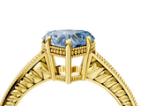 Yellow gold Fancy Blue Heart  Cut Milgrain Channel Set Engagement Ring with Solitaire Prong Setting_66