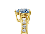 Yellow gold Fancy Blue Heart  Cut Milgrain Channel Set Engagement Ring with Solitaire Prong Setting_67