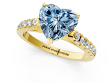Yellow gold Fancy Blue Heart  Cut Pavé Band Solitaire Ring with Four-Prong Setting_43