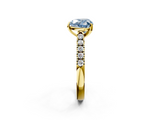 Yellow gold Fancy Blue Heart  Cut Pavé Band Solitaire Ring with Four-Prong Setting_44