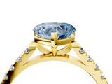 Yellow gold Fancy Blue Heart  Cut Pavé Band Solitaire Ring with Four-Prong Setting_46