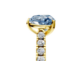 Yellow gold Fancy Blue Heart  Cut Pavé Band Solitaire Ring with Four-Prong Setting_47