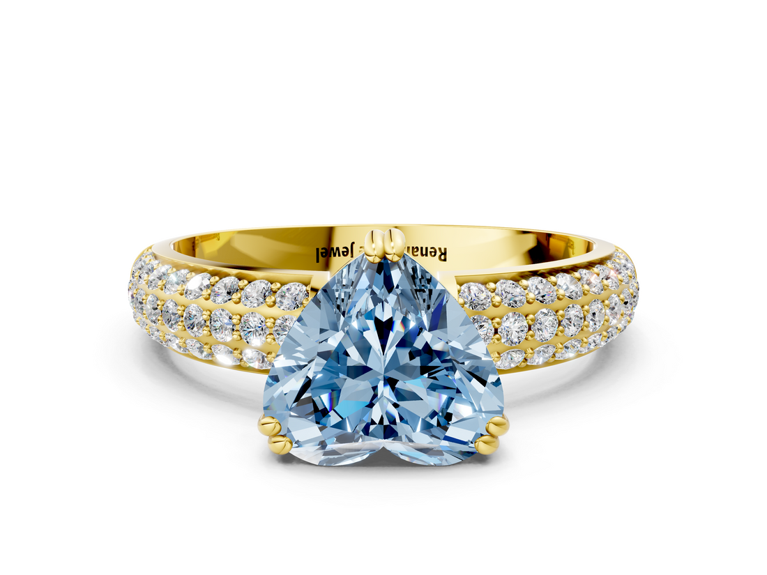 Yellow gold Fancy Blue Heart  Cut Pave Diamond Engagement Ring with Channel Set Band and Four-Prong Setting_20