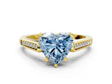 Yellow gold Fancy Blue Heart Cut Solitaire Cathedral Diamond Engagement Ring with Channel-Set Band and Four-Prong Setting_3