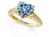 Yellow gold Fancy Blue Heart Cut Solitaire Cathedral Diamond Engagement Ring with Channel-Set Band and Four-Prong Setting_4