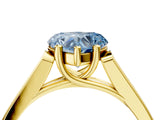 Yellow gold Fancy Blue Heart Cut Solitaire Cathedral Diamond Engagement Ring with Channel-Set Band and Four-Prong Setting_7