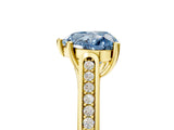 Yellow gold Fancy Blue Heart Cut Solitaire Cathedral Diamond Engagement Ring with Channel-Set Band and Four-Prong Setting_8