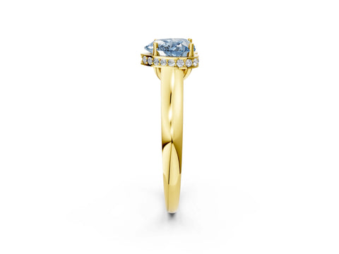 Yellow gold Fancy Blue Heart Cut Solitaire Diamond Engagement Ring with Four-Prong Setting and Tapered Band_2