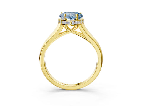 Yellow gold Fancy Blue Heart Cut Solitaire Diamond Engagement Ring with Four-Prong Setting and Tapered Band_3