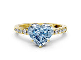Yellow gold Fancy Blue Heart Cut Solitaire Diamond Engagement Ring with Pavé Band and Six-Prong Setting_12