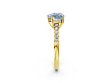 Yellow gold Fancy Blue Heart Cut Solitaire Diamond Engagement Ring with Pavé Band and Six-Prong Setting_14