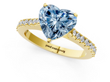 Yellow gold Fancy Blue Heart  Cut Solitaire Diamond Engagement Ring with Pave Band and Four-Prong Setting_148