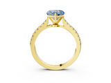 Yellow gold Fancy Blue Heart  Cut Solitaire Diamond Engagement Ring with Pave Band and Four-Prong Setting_150