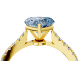 Yellow gold Fancy Blue Heart  Cut Solitaire Diamond Engagement Ring with Pave Band and Four-Prong Setting_151