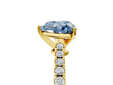 Yellow gold Fancy Blue Heart  Cut Solitaire Diamond Engagement Ring with Pave Band and Four-Prong Setting_152