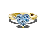 Yellow gold Fancy Blue Heart Cut Solitaire Diamond Engagement Ring with Twisted Pave Band and Four-Prong Setting_3