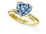 Yellow gold Fancy Blue Heart Cut Solitaire Diamond Engagement Ring with Twisted Pave Band and Four-Prong Setting_4