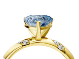 Yellow gold Fancy Blue Heart Cut Solitaire Diamond Engagement Ring with Twisted Pave Band and Four-Prong Setting_7