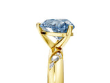 Yellow gold Fancy Blue Heart Cut Solitaire Diamond Engagement Ring with Twisted Pave Band and Four-Prong Setting_8