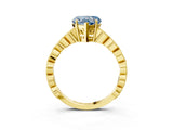 Yellow gold Fancy Blue Heart Cut Solitaire Diamond Ring with Infinity Twist Band and Four-Prong Setting_3