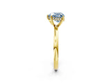 Yellow gold Fancy Blue Heart Cut Solitaire Diamond Ring with Prong Setting and Plain Band_2
