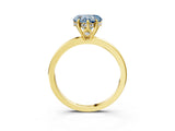 Yellow gold Fancy Blue Heart Cut Solitaire Diamond Ring with Prong Setting and Plain Band_3