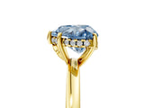 Yellow gold Fancy Blue Heart Cut Solitaire Diamond Ring with Prong Setting and Plain Band_5