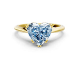 Yellow gold Fancy Blue Heart Cut Solitaire Diamond Ring with Six-Prong Setting and Classic Band_12