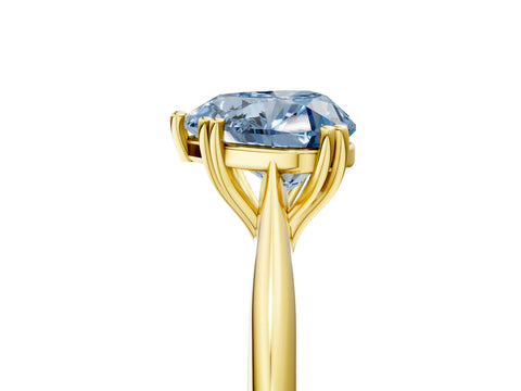 Yellow gold Fancy Blue Heart Cut Solitaire Diamond Ring with Six-Prong Setting and Classic Band_5