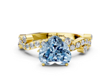 Yellow gold Fancy Blue Heart  Cut Solitaire Diamond Twisted Band with Pave Setting_41