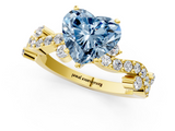 Yellow gold Fancy Blue Heart  Cut Solitaire Diamond Twisted Band with Pave Setting_42