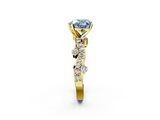 Yellow gold Fancy Blue Heart  Cut Solitaire Diamond Twisted Band with Pave Setting_43