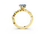 Yellow gold Fancy Blue Heart  Cut Solitaire Diamond Twisted Band with Pave Setting_44