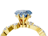 Yellow gold Fancy Blue Heart  Cut Solitaire Diamond Twisted Band with Pave Setting_45