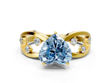 Yellow gold Fancy Blue Heart  Cut Solitaire Diamond with Side Stones on Criss-Cross Band and Four-Prong Setting_3