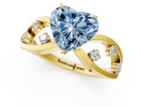 Yellow gold Fancy Blue Heart  Cut Solitaire Diamond with Side Stones on Criss-Cross Band and Four-Prong Setting_4