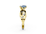 Yellow gold Fancy Blue Heart  Cut Solitaire Diamond with Side Stones on Criss-Cross Band and Four-Prong Setting_5