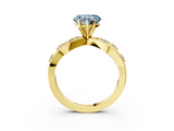 Yellow gold Fancy Blue Heart  Cut Solitaire Diamond with Side Stones on Criss-Cross Band and Four-Prong Setting_6