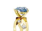 Yellow gold Fancy Blue Heart  Cut Solitaire Diamond with Side Stones on Criss-Cross Band and Four-Prong Setting_8
