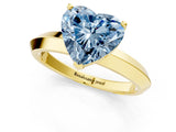 Yellow gold Fancy Blue Heart  Cut Solitaire Engagement Ring with Flat Band and Four-Prong Setting 1
