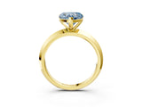 Yellow gold Fancy Blue Heart  Cut Solitaire Engagement Ring with Flat Band and Four-Prong Setting 3