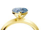 Yellow gold Fancy Blue Heart  Cut Solitaire Engagement Ring with Flat Band and Four-Prong Setting 4